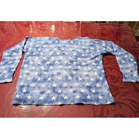 Rock & Republic Tie-Dye Star Print Long Sleeve Summer Weight Sweater Sz L - Picture 4 of 9